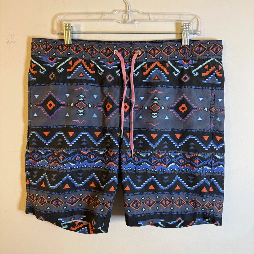 Billabong Adventure Division Mens Geometric Ripstop Board Shorts Blue Orange M